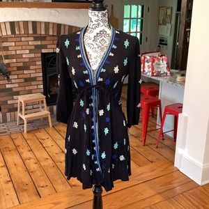 Free People Black Embroidered Dress